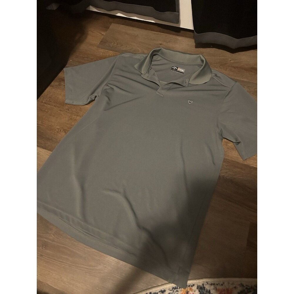 Callaway Opti-Dri Shirt Mens XL Gray Stretch Short Sleeve Links Collar